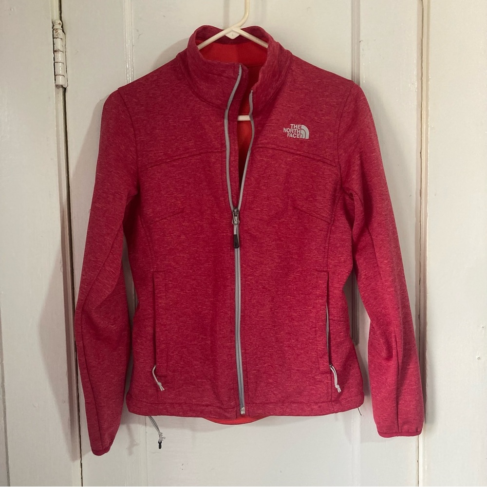 The North Face Women's Full Zip Red Jacket. Soft Orange Waffle Lining. Sz Small.